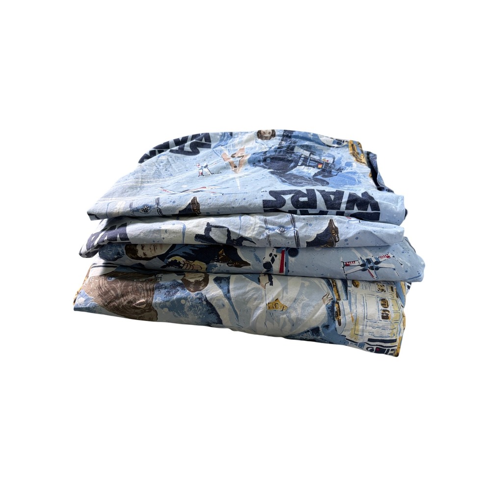 Pottery Barn Kids Star Wars Full Sheet Set Blue Organic Cotton Character Print